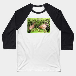 Prairie-chicken Grouse Family with Chicks Baseball T-Shirt